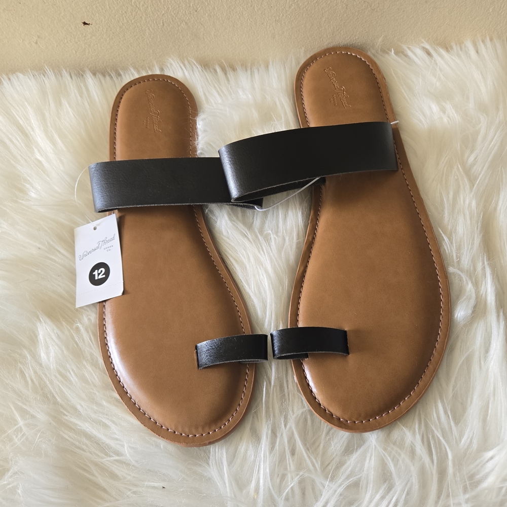 Women's Universal Thread Black and Tan Sandals Size 12